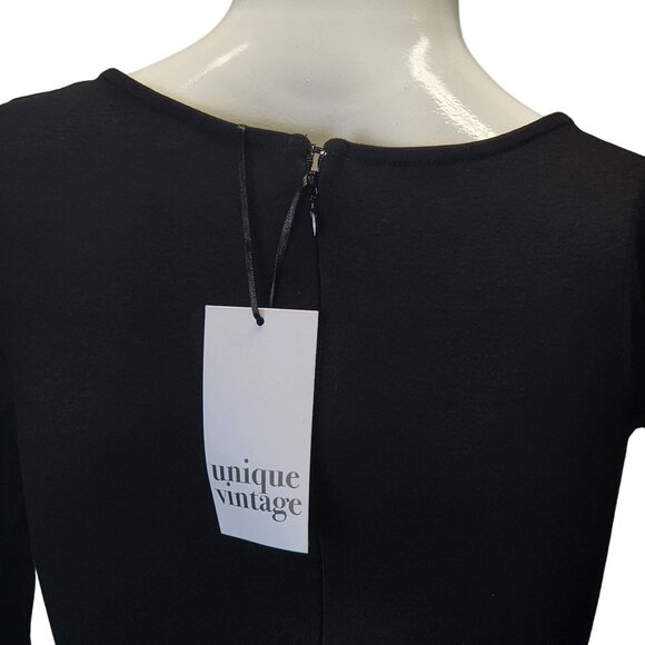 Unique Vintage Black Bodycon Dress XS NWT - Picture 12 of 16